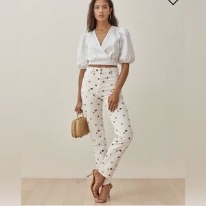 Reformation White Floral Women Jeans